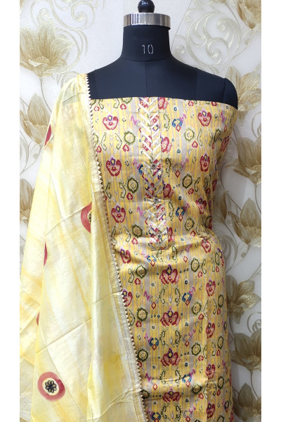 Floral Printed Yellow Suit Fabric Set (KR980)